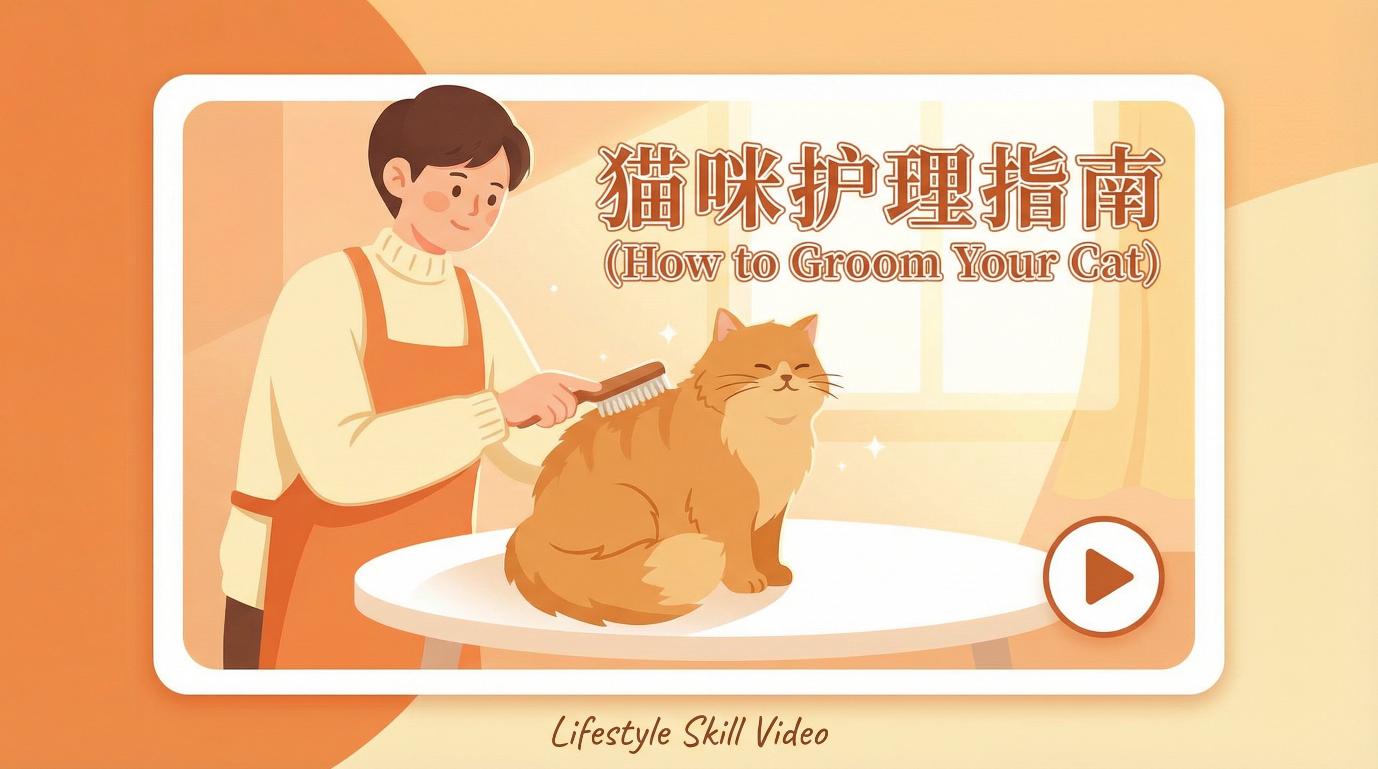 蘑菇视频 - 宠物护理视频教程：猫咪日常护理